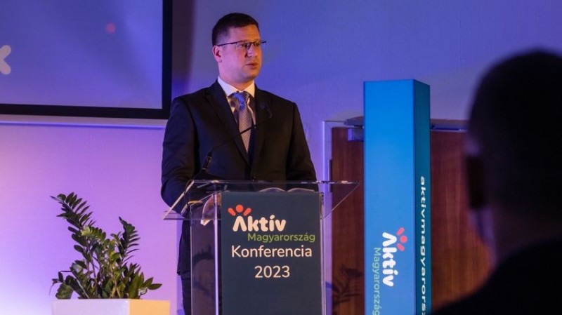 Gulyás Gergely Miniszterelnökséget vezető miniszter a tapolcai Aktív Magyarország konferencia nyitónapján  Fotó: Katona Tibor /MTI