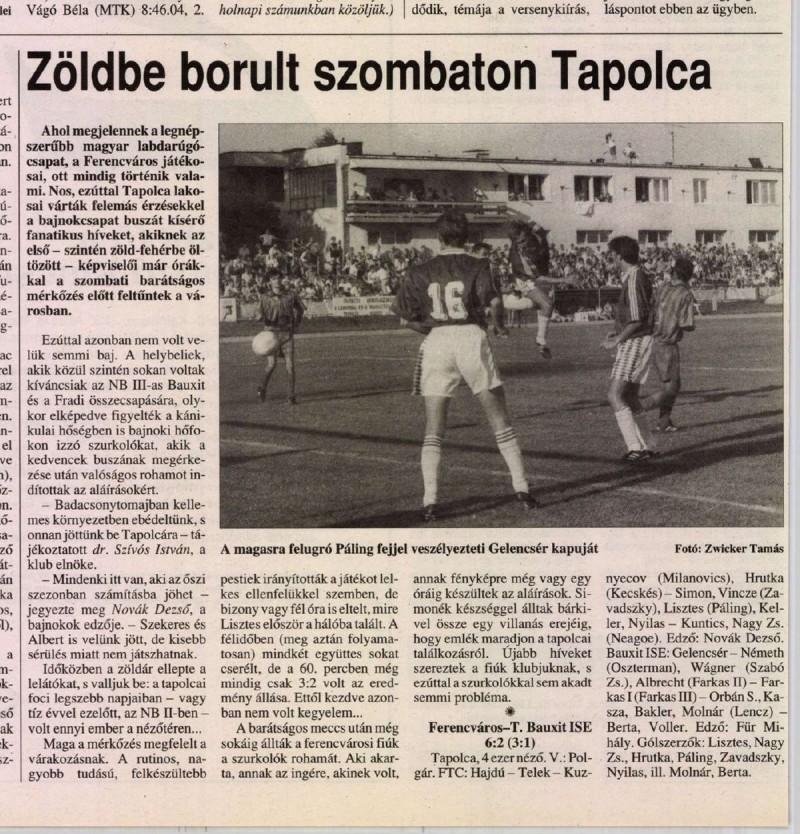 Tudósításunk a 30 évvel ezelőtti Naplóban Forrás: Arcanum Digitális Tudománytár