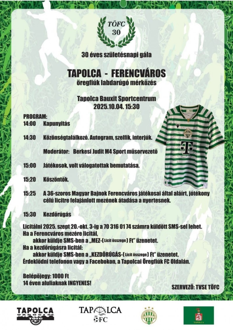 A szombati esemény programja Forrás: Tapolca ÖFC
