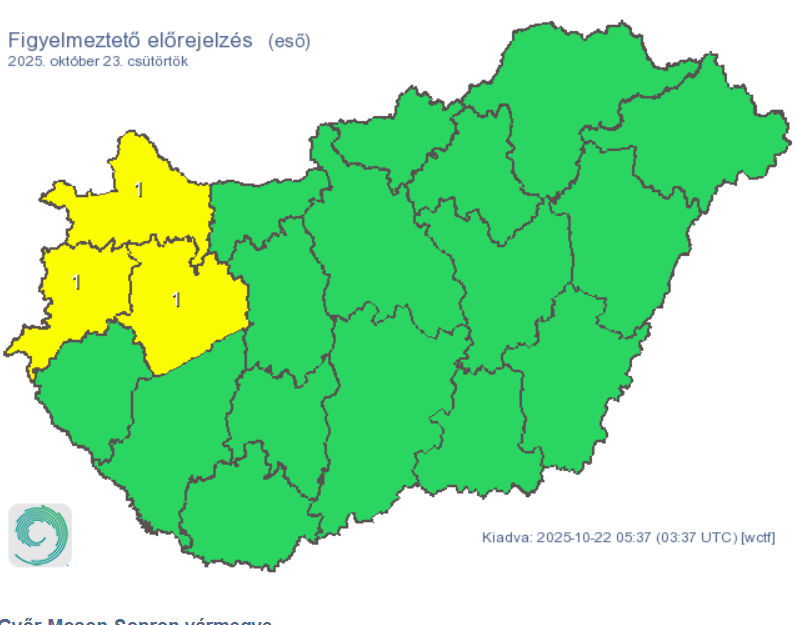 Veszprém vármegyében Pápa és Ajka kapja a legnagyobb pofont Forrás: met.hu