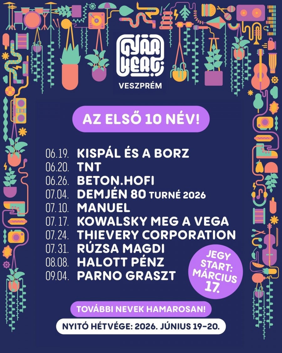 Idén is erős lesz a Gyárkert felhozatala  Forrás: Gyárkert Kultúrpark/facebook